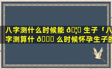 八字测什么时候能 🦁 生子「八字测算什 🐛 么时候怀孕生子的」